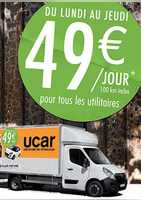 Du lundi au jeudi 49€ par jour pour tous les utilitaires - UCAR