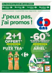 Prospectus Carrefour Contact BENEVENT L?ABBAYE : J'peux pas, j'ai promos du 8 au 28 août 2023 !