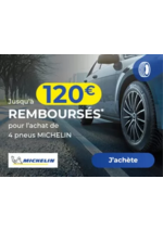 Promos et remises  : Du 7 octobre au 24 novembre 2024, bénéficiez d'un remboursement allant jusqu'à 120€ pour l'achat de 4 pneus MICHELIN !