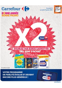 Prospectus Carrefour CHERBOURG : BONNE ANNÉE BONNE PROMO - DOUBLEZ VOS EUROS CAGNOTTÉS