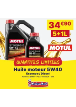 Promos et remises  : Nouvel arrivage chez Carter-Cash : l'huile moteur MOTUL 5W40 à seulement 34,90€ en pack de 5+1L !