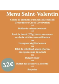 Prospectus Crocodile Grenoble - Saint-Martin-d’Hères : menu spécial pour la Saint Valentin