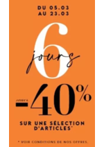 Promos et remises  : Du 5 au 23 Mars, jusqu'à -40% sur une sélection d'articles signalés