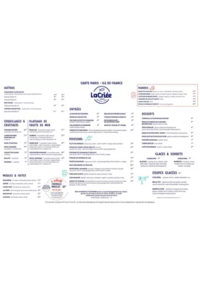 Prospectus La Criee CHEVILLY-LARUE : Nouvelle Carte menu & vins