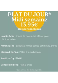 Prospectus Crocodile Lille - Englos : Plat Du Jour
