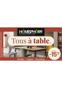 Prospectus Hémisphere Sud Ploeren : Profitez de remises jusqu’à -15%* sur une sélection de tables et chaises