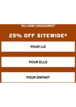 Promos et remises  : 25% OFF SITEWIDE