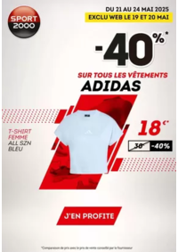 Prospectus Sport 2000 AMBERIEU EN BUGEY : ADIDAS en promo : -40% sur le textile !