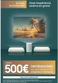 Prospectus Boulanger Gennevillliers : OFFRE SAMSUNG jusqu'à 500€ REMBOURSÉS sur une sélection de vidéoprojecteur