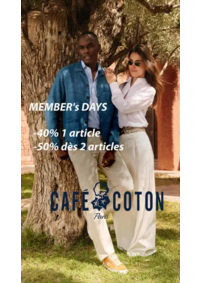 Prospectus Café Coton CORBEIL ESSONNES : -40% 1 article -50% dès 2 articles