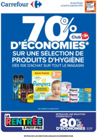 Prospectus Carrefour MONTIGNY LES CORMEILLES : 70% D'ÉCONOMIES SUR UNE SÉLECTION DE PRODUIT D'HYGIÈNE