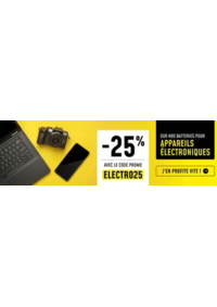 Prospectus 1001 Piles Batteries CLERMONT FERRAND : -25 % de réduction* sur une sélection de batteries pour appareils électroniques