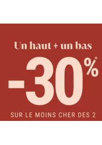 Prospectus Bréal Aurillac : 1 haut + 1 bas = -30%* sur le moins cher des 2 femme