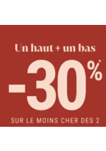 Promos et remises  : 1 haut + 1 bas = -30%* sur le moins cher des 2 femme