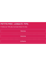 Promos et remises  : PETITS PRIX : JUSQU'À -70%