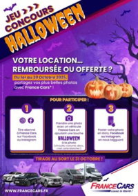 Prospectus France Cars Arras : Du 1er au 30 Octobre 2025, profitez et participez à notre Jeu Concours spécial Halloween !