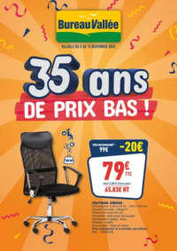 35 ans DE PRIX BAS ! Prospectus Bureau Vallée - Sens : 35 ans DE PRIX BAS !